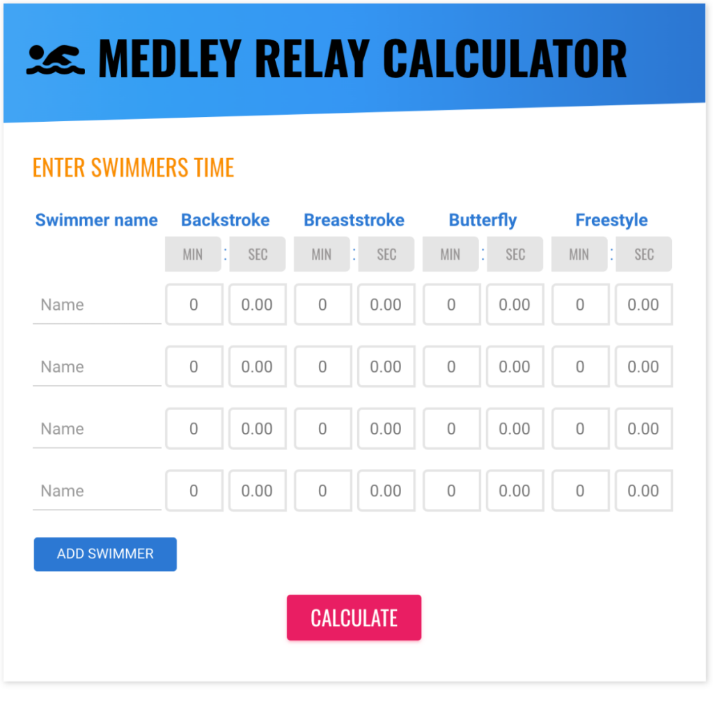Medley Relay Calculator